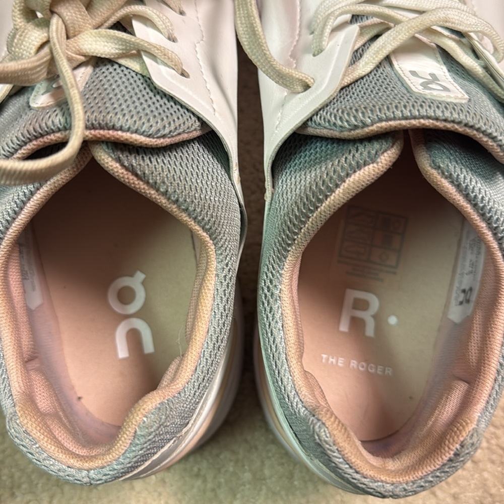 Women’s On Cloud The Roger Advantage Tennis Shoe White/Pink Size 9 - Picture 7 of 7